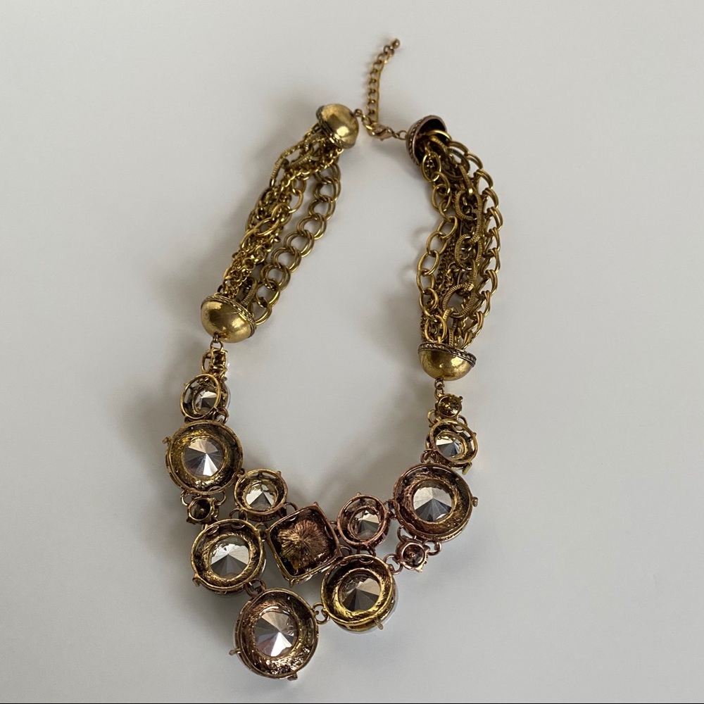 New Gold Chains & Sparkly Large Statement Necklace - image 8